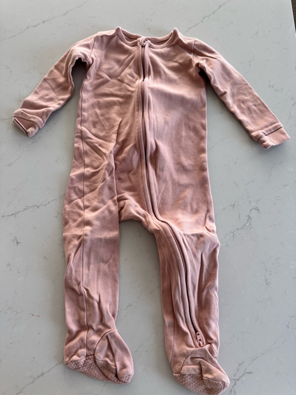 Colored Organics Cream Footed Bi-Zipper Sleeper - Dusty pink